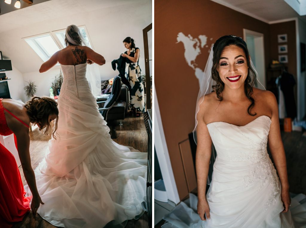 strahlende Braut im Brautkleid